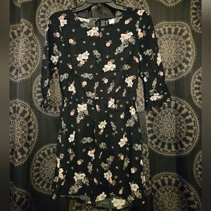 H&M black floral print dress